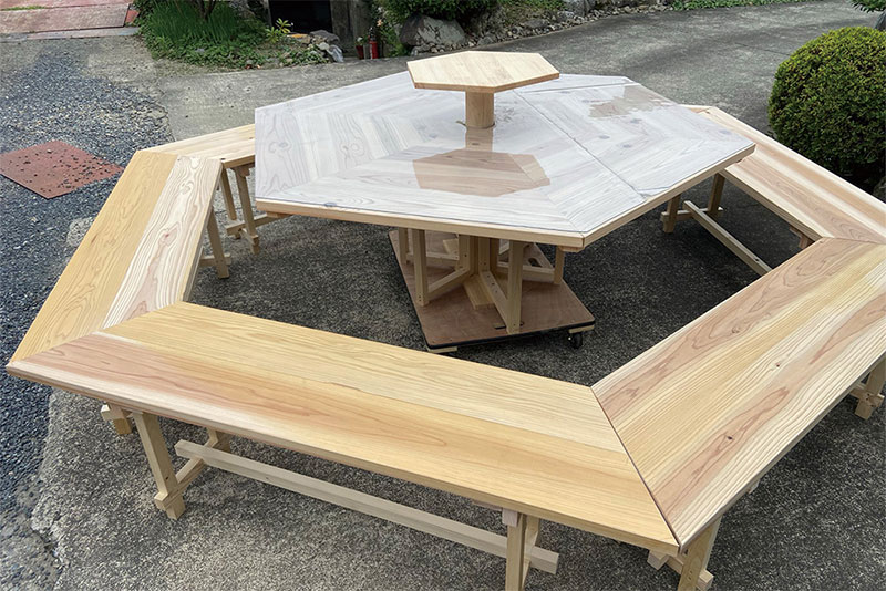 六角デスク・チェアセット